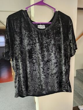 Madison Black Crushed Velvet Short Sleeve Tee